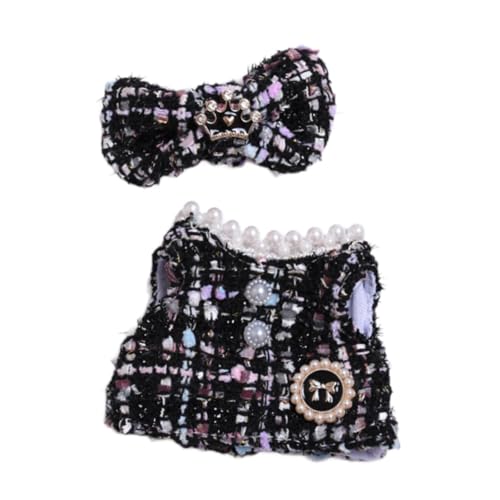 Harilla 2X Modepuppenkleid und Schleife Haarnadel Miniatur-Kleidung Kostüm für 15-17cm Puppen Anzieh Geburtstagsgeschenke Kindergeschenke, Schwarz von Harilla