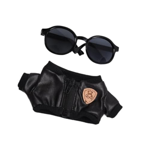 Harilla 2X Schwarze Jacke und Sonnenbrille für Fashion Dolls, Miniatur-Kleidungsaccessoire, handgefertigte Kleidung für 6-Zoll-Puppen, Kindergeschenke von Harilla