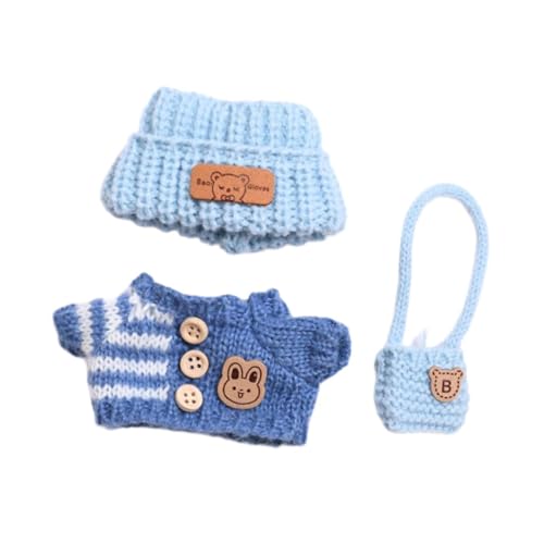 Harilla 3 Stück Plüsch Puppenkleidung Girl Doll Kleidung Foto Requisiten Kostümzubehör Mode Sweater -Anzüge Outfit für 6,69 Zoll Puppe, Blau von Harilla