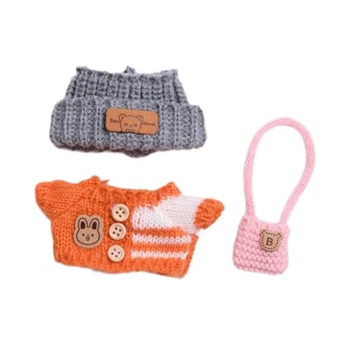 Harilla 3 Stück Plüsch Puppenkleidung Girl Doll Kleidung Foto Requisiten Kostümzubehör Mode Sweater -Anzüge Outfit für 6,69 Zoll Puppe, Orange von Harilla