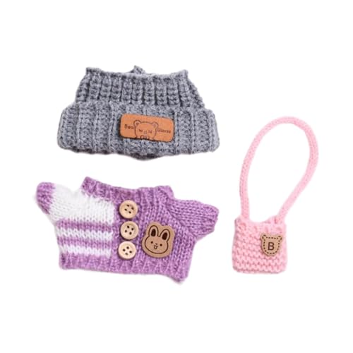 Harilla 3 Stück Plüsch Puppenkleidung Girl Doll Kleidung Foto Requisiten Kostümzubehör Mode Sweater -Anzüge Outfit für 6,69 Zoll Puppe, Violett von Harilla