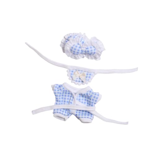 Harilla 3X Puppen-Schlafanzug und Lätzchen-Stirnband, handgefertigte Kleidungsaccessoires, Miniatur-Kleidung, Kostüm für 17 cm große Puppen, Mädchen-Puppen, Blau von Harilla