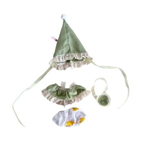 Harilla 4-teiliges Puppenkleid, Anzug, DIY-Puppenspielzeug mit Kopfbedeckung, Kostüm, handgefertigte Kleidung, Puppenkleidung für 15 oder 17 cm große Puppen, GrÜn von Harilla