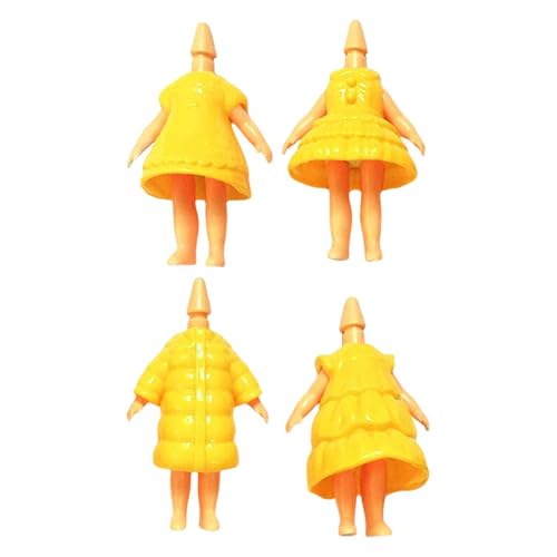 Harilla 4X Mädchen Puppenkleidung, Puppenkopf kompatibles Spielzeugpuppenzubehör, Kleidung Kostüme stilvolle Minipuppe, Gelb von Harilla