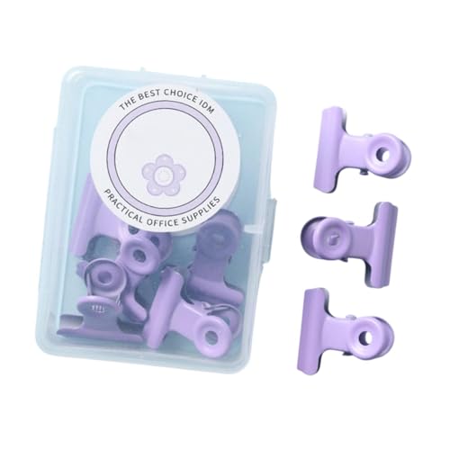 Harilla 8 Stück kleine Bull-Clips, Mini-Metallbinder, Metallscharnier-Clips, Büroklammer, Büroklammer für Dokumente, Taschen, Basteln, Küche, Zuhause, Lila von Harilla