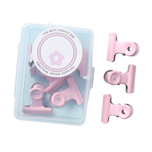 Harilla 8 Stück kleine Bull-Clips, Mini-Metallbinder, Metallscharnier-Clips, Büroklammer, Büroklammer für Dokumente, Taschen, Basteln, Küche, Zuhause, Rosa von Harilla