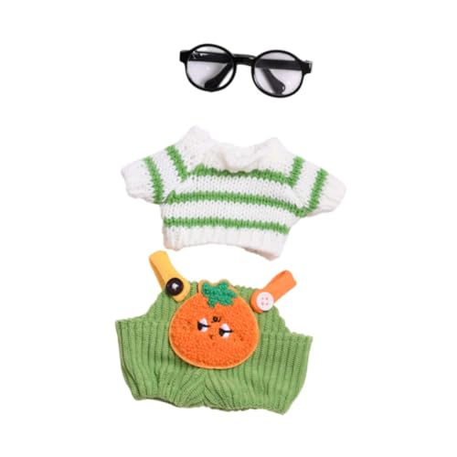 Harilla Gefülltes Puppen-Pullover- und Hosen-Overall-Outfit für kleine Mädchen, pädagogisches Anziehen Ihrer eigenen Puppen für 6,69-Zoll-Puppen, Brille mit Schwarzem Rahmen von Harilla