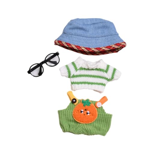 Harilla Gefülltes Puppen-Pullover- und Hosen-Overall-Outfit für kleine Mädchen, pädagogisches Anziehen Ihrer eigenen Puppen für 6,69-Zoll-Puppen, Hut Und Brille von Harilla