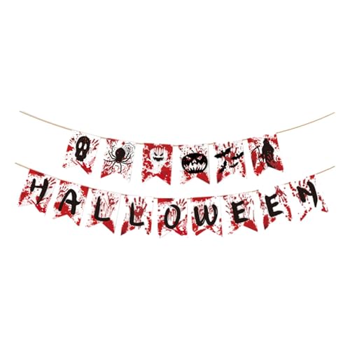 Harilla Halloween-Wimpelkette, Banner-Dekoration, mit Hanfseil, dekorative DIY-Papierfahnen, Halloween-Dekorationen für die Themenparty im Innenbereich von Harilla