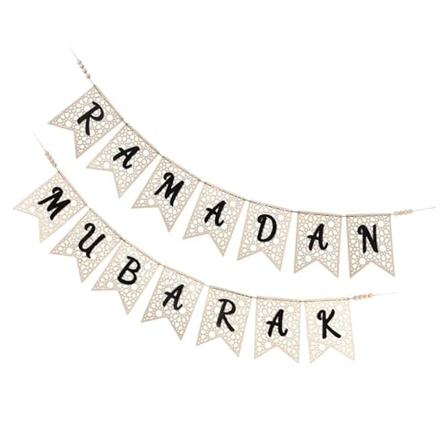 Harilla Hölzerner Ramadan Banner Eid Mubarak Happy Geschenk Neuheit Ramadan Hanging Ornamente Dekor für Wohnzimmer Veranda, Schwarz von Harilla