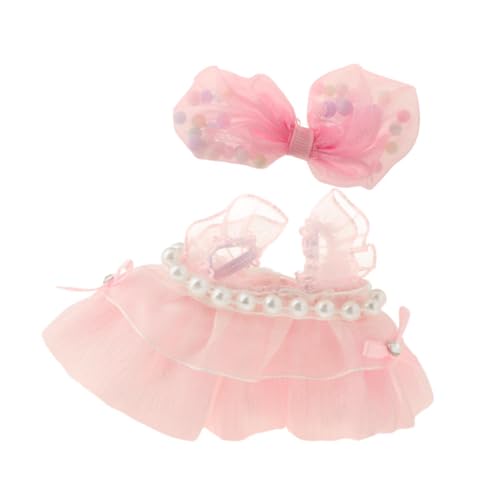 Harilla Hosenträgerrock für Plüschpuppen, Prinzessinnenkleid, Rollenspiel-Kleidung, DIY-Modekostüme, Hosenträgerrock mit Mini-Schleife für 17 cm große Puppen, Rosa von Harilla