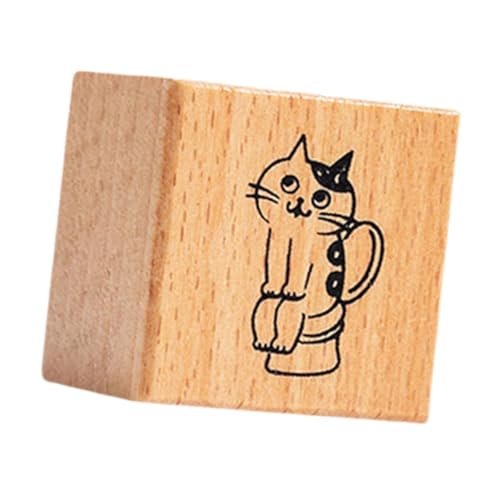 Harilla Katzenstempel süßes,2 Zoll Holzstempel für Kinder für DIY Craft Planer Card Making Journal, Toilette von Harilla