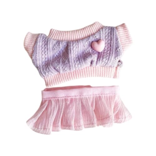 Harilla Mini-Puppenkleidungskostüm für 17 cm große Puppen, bezaubernd, Kleidung, süßer Puppenkleidungsanzug, Puppenpullover-Outfits für 17 cm große, Rosa von Harilla