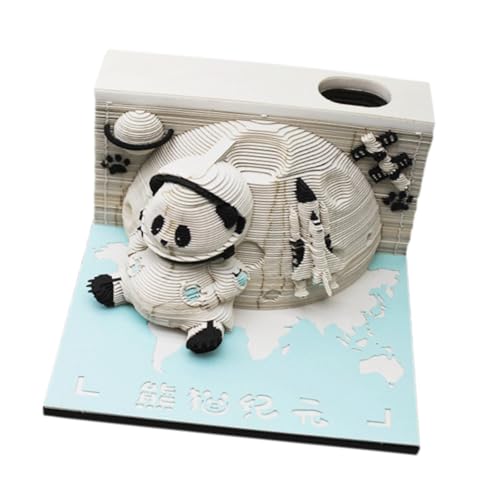 Harilla Panda 3D Memo Pad reißen Sie Notepad Kunsthandwerk Feiertagsgeschenk kreatives Andenken Papier Carving DIY Note Kalender 2025, W English Calendar von Harilla