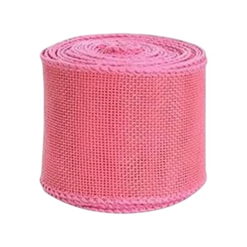 Harilla Sackleinenband, Geschenkverpackungsband, 5 Meter Länge, Rustikales Dekoband, Drahtkantenband für Die Herstellung von Weihnachtsschleifen, Girlanden, Rosa von Harilla