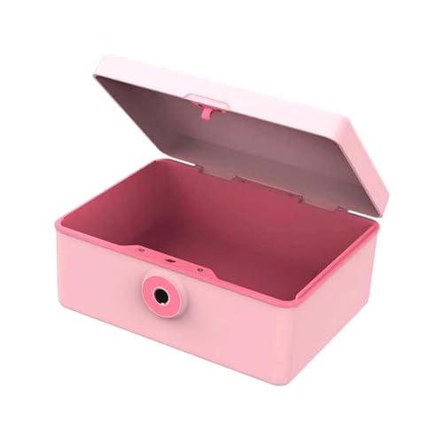 Harilla Schmuckschatulle, Andenken-Geschenkbox mit Fingerabdruckschloss, Kosmetikschmuckschatulle, Schmuckschatulle für den Schreibtisch, Rosa, Einzelne Schicht von Harilla