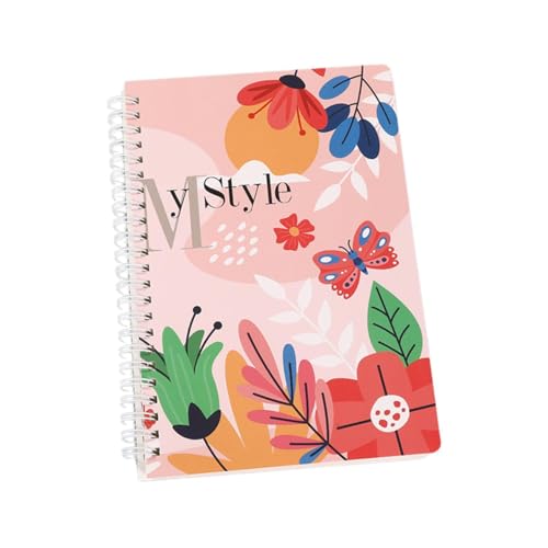 Harilla Spirales Notebook -Zeitplan Notizblock tragbarer 96 Blätter, 5.98inchx8.27inch Notepad für Schulbüro, Blumen von Harilla