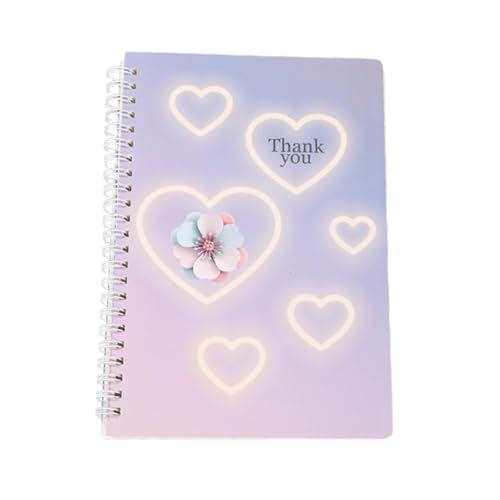 Harilla Spirales Notebook -Zeitplan Notizblock tragbarer 96 Blätter, 5.98inchx8.27inch Notepad für Schulbüro, Herz von Harilla