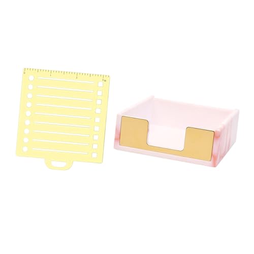 Harilla Sticky Note Holder mit Schablonenbüro -Desk Organizer Memo Organizer einfach zu verwenden Geschenke Notenspender für Schlafsaal Klassenzimmer, Rosa von Harilla