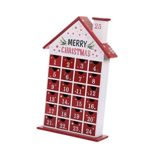 Harilla Weihnachtliches Adventskalenderhaus aus Holz mit Schubladen zum Befüllen der leeren Adventskalenderboxen für die Feiertage, Kinder und Erwachsene, von Harilla