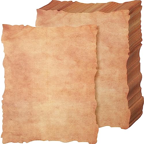 100 Blatt Vintage Baumwolle Aquarellpapier Karton blanko 200 g/m² dickes Büttenrandpapier mit antikem Rand, unbehandeltes Papier zum Zeichnen, Schreiben, Drucken, dekorative Einladungen, Grußkarten von Harloon