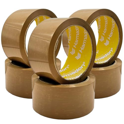 Harmadon "Eco Solvent 6 Stück Braun Paketklebeband 48mm - Klebeband Braun 66m Lang - Verpackungsbänder - Universal Paketband - Robust und Langlebig - Beständig Packband Braun - Kräftiges von Harmadon