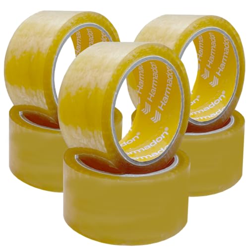 Harmadon "Eco Solvent 6 Stück Paketklebeband Transparent 48mm - Klebeband Transparent 66m Lang - Verpackungsbänder - Universal Paketband Transparent - Robust und Langlebig - Packband Transparent von Harmadon