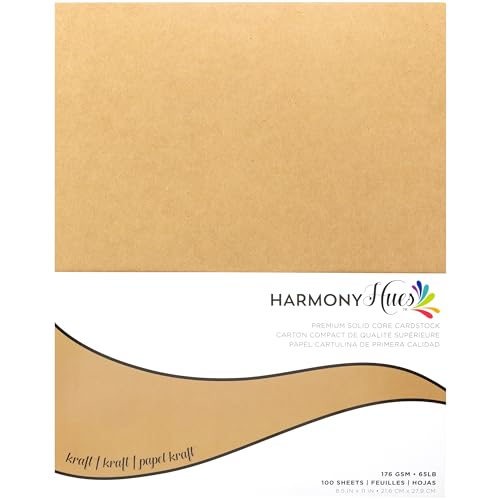 Cardstock 8,5 x 11 Papierpackung – 29,5 kg glatter Karton für Bastelarbeiten, Kartenherstellung, Drucker – 100 Scrapbook-Blätter – doppelseitig mit festem Kern, Kraftpapier von Harmony Paper