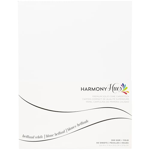 Cardstock 8,5 x 11 Papierpackung – 50 kg Karton für Bastelarbeiten, Kartenherstellung, Sammelalben, 50 schwere, doppelseitige Blätter, fester Kern, 300 g/m², brillantes Weiß von Harmony Paper