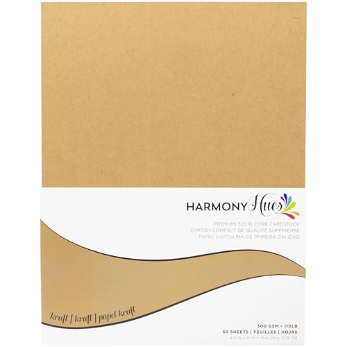 Cardstock 8,5 x 11 Papierpackung – 50 kg Karton für Bastelarbeiten, Kartenherstellung, Sammelalben – 50 schwere, doppelseitige Blätter – fester Kern, 300 g/m², Kraftpapier von Harmony Paper