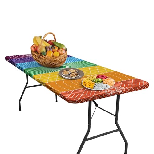 Harmoousue Camping-Picknicktisch – Rechteckige Flanell-Tischdecke, winddichte Flanell-Rückseite, Picknick-Tischdecke für Wohnmobil, Grillen, Partys von Harmoousue