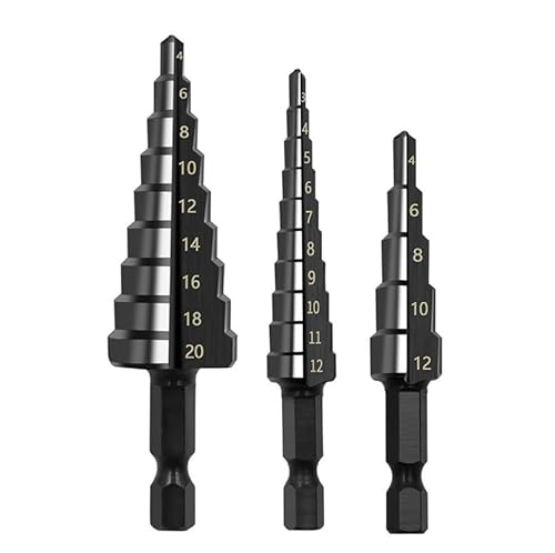 3PCS 3-12mm 4-12mm 4-20mm HSS Gerade Nut Schritt Bohrer bit Set Titan Beschichtet Holz Metall Loch Cutter Core Bohrer Set von Haroar