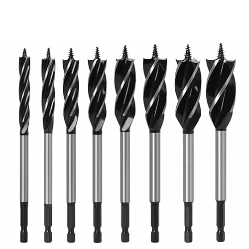 4/6/8 stücke Holzbearbeitung Twist Drill Bit Set Lange Vier-Slot 6,35mm Schaft Hartmetall Bohrer Loch sah for Türschloss Holz Schlitzen Werkzeuge(8) von Haroar