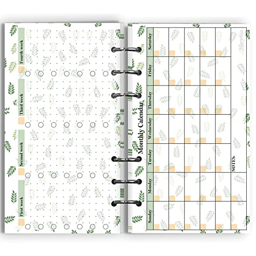 Harphia 2023 Planer Monthly Paper Kit, für 6-Loch Filofax A6 Binder, 6-3/4" x 3-3/4", Personal/Size for Budget Binder, 007month A6 von Harphia