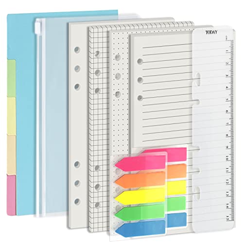 A6-Planer-Einlagen mit Papiertrenner und Geschenk, nachfüllbar für Filofax-Nachfüllpackungen,Harphia,6-Ringbuch-Nachfüllpackung,Punkt,Linie,Gitter,Normal,80 Blatt/160 Seiten für Premium 100 GSM Stärke von Harphia