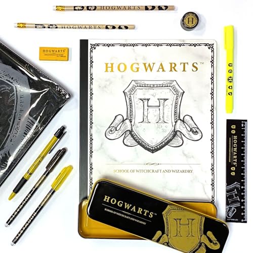 Harry Potter Geschenkeset, 11-teilliges Schreibwaren Set für Hogwarts Fans, Notizbuch, Gelstift, Textmarker, Stiftebox, Radierer und vieles mehr von Harry Potter