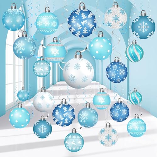 Harrycle 54 Stück Winter Hängende Wirbel Deko Weihnachten Spirale Girlanden mit Folie Winter Wunderland Deko Weihnachtskugeln Ornamente Deckenanhänger für Feiertag Baby Party Weihnachtsfeier von Harrycle