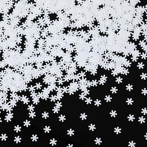 Harrycle Schneeflocken Konfetti Weihnachten Kunstschnee Dekor Klein 6 mm Glitzer Schneeflocken Pailletten Streudeko für Weihnachtsbaum DIY Basteln Winter Party Geburtstag Babyparty (Weiß, 400 g) von Harrycle