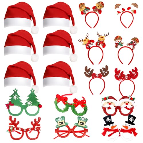 Harsever Weihnachtsbrille, Kreative Lustige Partybrille Weihnachtsfeiergläser für Weihnachtsfeier Deko, Foto Requisiten, Partybedarf Deko (Red-B) von Harsever