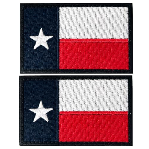 Harsgs 2 x Texas-Staatsflaggen-Aufnäher, Klettverschluss, Texas-Flagge, Vollstickerei, Militär-Aufnäher für Kappen, Taschen, Westen, Militäruniformen von Harsgs