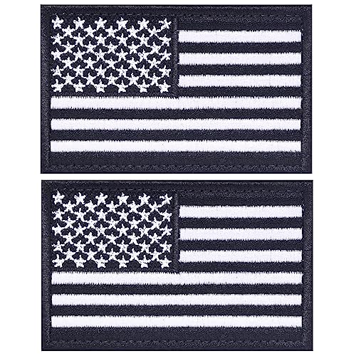 Harsgs Aufnäher mit amerikanischer Flagge, Klettverschluss, taktischer Moral-Aufnäher, Vollstickerei, Militär-Aufnäher für Kappen, Taschen, Westen, Militäruniformen, Schwarz, 2 Stück von Harsgs