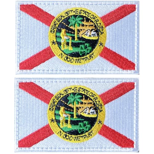 Harsgs Florida-Staatsflaggen-Aufnäher, Klettverschluss, volle Stickerei, Militär-Aufnäher für Kappen, Taschen, Westen, Militäruniformen, 2 Stück von Harsgs