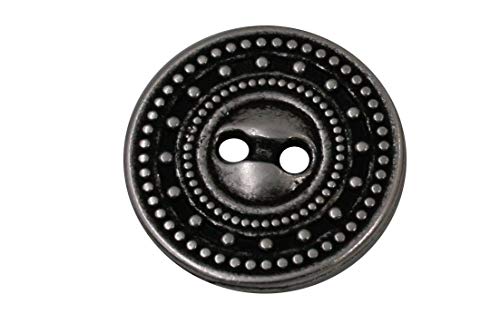 10 Stück 2 Loch Silber mit schwarz Knöpfe aus Metall 11mm, 15mm, 18mm, oder 20mm (11mm) von Hartmann-Knöpfe