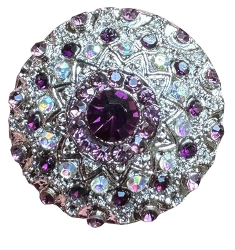 3 Stück grosse silber Metallknöpfe mit lila rosa Strass 28mm 3 Stück grosse silber Metallknöpfe mit lila rosa Strass 28mm von Hartmann-Knöpfe