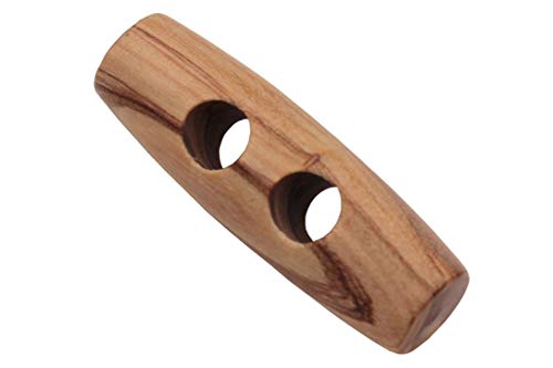 5 Stück Holzknöpfe aus echtem Oliven Holz Knebel Toggle oval europäische Fertigung Holz Knöpfe, Naturknöpfe (22mm) von Hartmann-Knöpfe