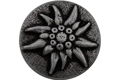 silber dunkel matt Metallknöpfe Knöpfe Metall Edelweiss Blume Blüte 22mm Trachten Trachtenjacke (6 Stück) von Hartmann-Knöpfe