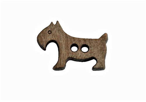 süße kleine Holz Knöpfe 2 Loch Holzknöpfe in Hund Form aus echtem Oliven Holz (10 Stück) (18mm) von Hartmann-Knöpfe