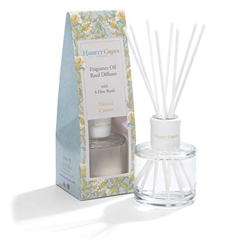 Hassett Green London Duftöl Reed Diffusor - 100ml Glasflasche Mit 8 Faser Röhricht - Natürlich Baumwolle von Hassett Green London