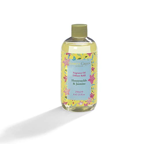 Hassett Green London - Honeysuckle & Jasmine Duftöl Nachfüllung für Raumduft mit Rattan- und Faserstäbchen - 250ml Flasche für langanhaltenden, luxuriösen Blumenduft in Ihrem Zuhause von Hassett Green London