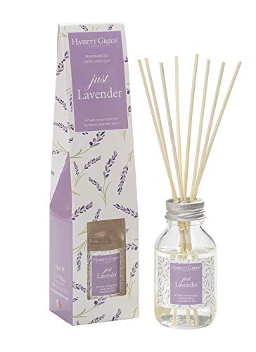 Hassett Green London Just Lavender Duftöl Raumduft Diffuser 100ml - Langanhaltender Innenraumduft mit 8 Rattan-Reed-Stäbchen für EIN Elegantes Ambiente in Ihrem Zuhause von Hassett Green London